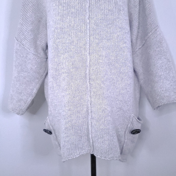 Soft Surroundings Tunic Knit Sweater XS Light Gray Dolman Sleeve V Neck Pockets - Picture 5 of 10